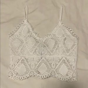 white lace crop tank top